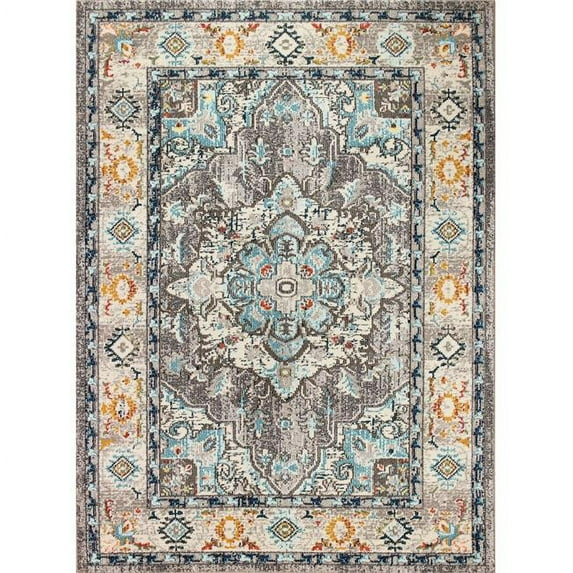 Dakota Collection Geometric Transitional Polypropylene Power Loom Area Rug, Beige - 7 ft. 6 in. x 9 ft. 6 in.