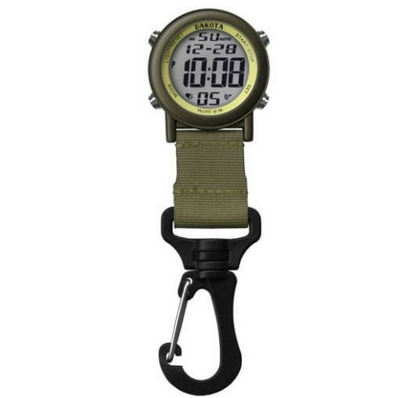 Moss Green Black Lightweight Clip Watch with Digital Movement by DAKOTA