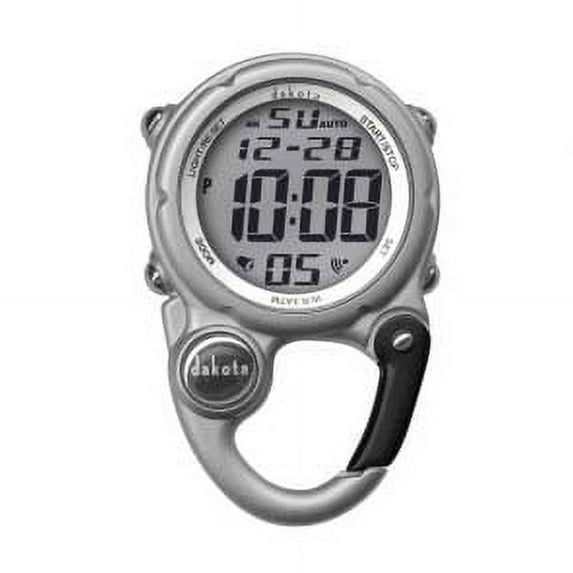 Sandblasted Silver Digital Clip Watch with Alarm and Stopwatch by DAKOTA