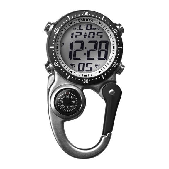 Dakota Digital Clip Watch - Alarm, Stopwatch, Timer, Dual Time, Tactical Outdoor Gifts for Men & Women