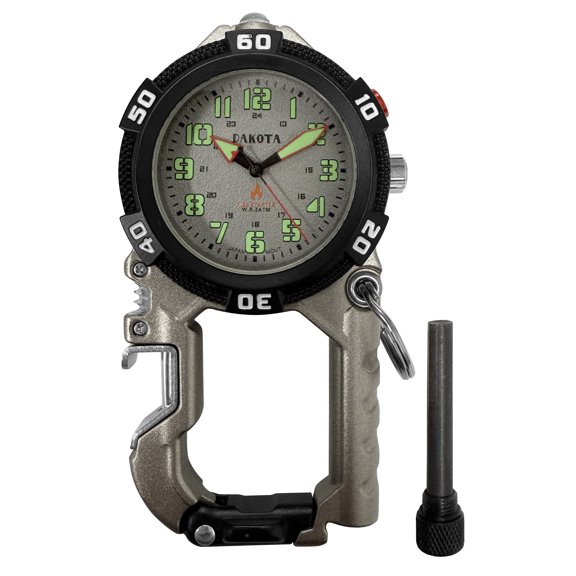 Dakota Flint Clip Red LED Microlite, Bottle Opener and Firestarter - Silver