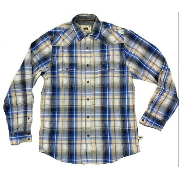 Dakota Grizzly Men's Harper L/S Sleeve Western Shirt - Blue/White/Yellow/Black (Large)