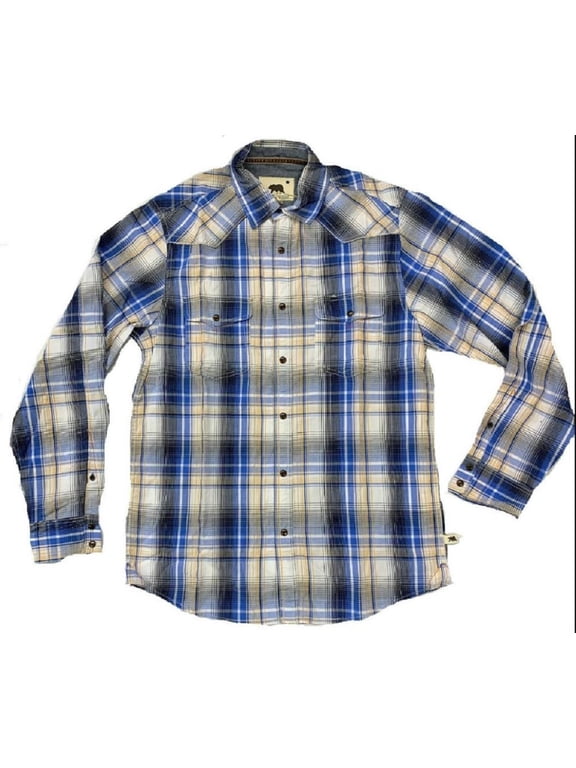 Men's Harper L/S Sleeve Western Shirt - Blue/White/Yellow/Black (Large)