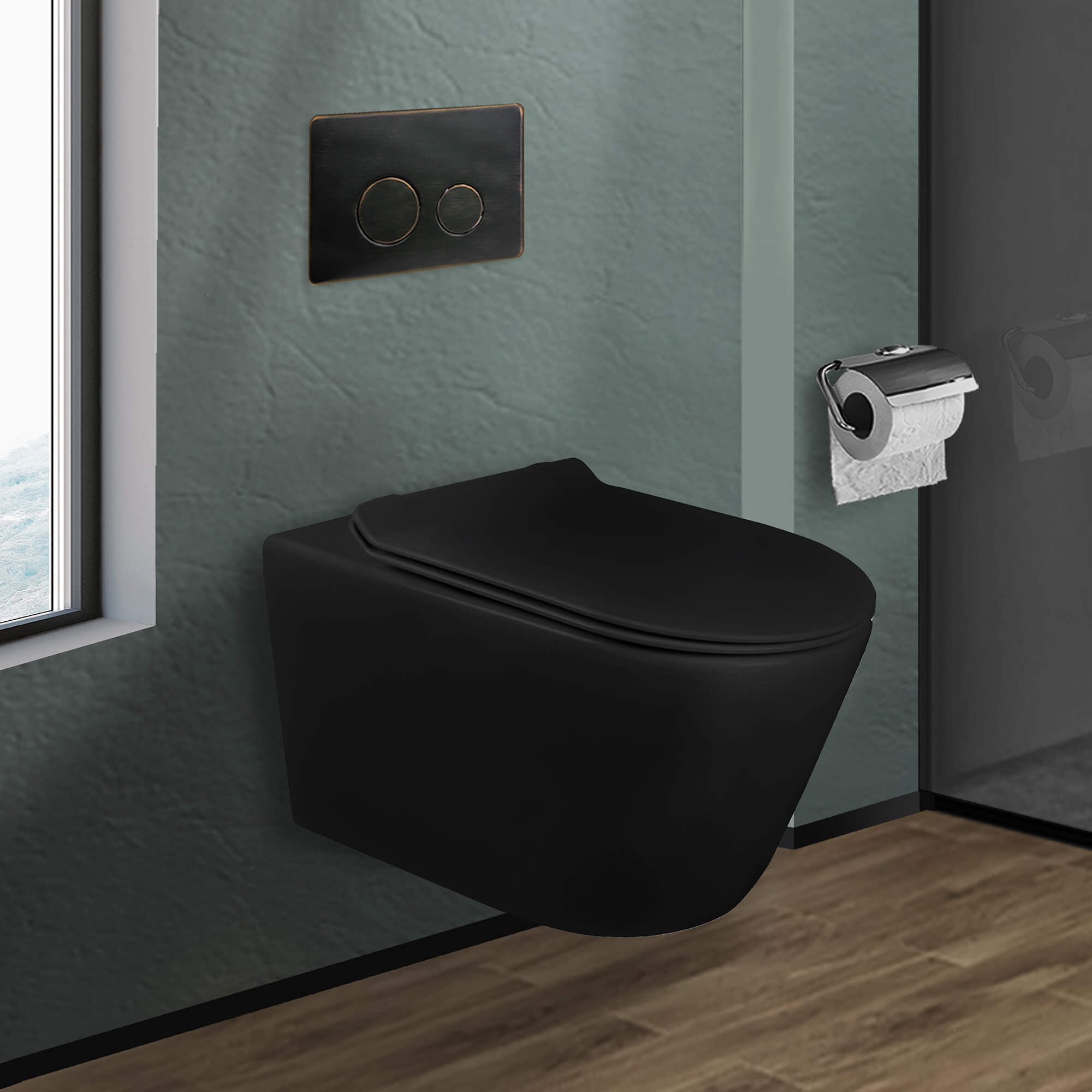 Dakota Black Wall-Hung Toilet with Soft-Close Seat