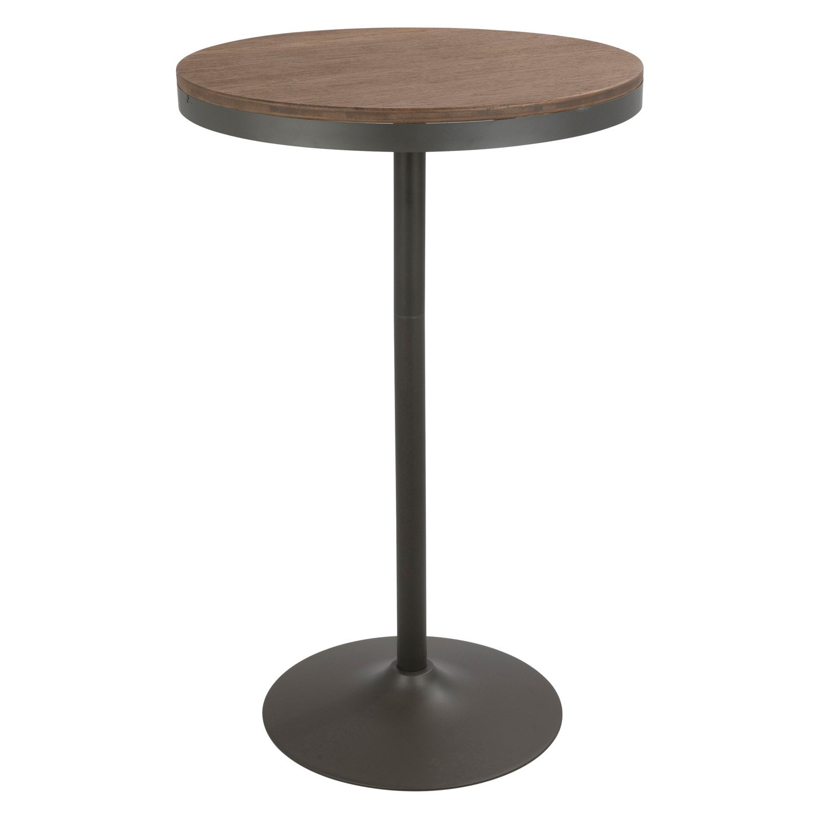 Dakota 27" Round Grey-Brown Industrial Adjustable Bar Height Table