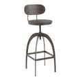 thumbnail image 1 of Dakota Industrial Mid-Back Barstool in Antique Metal and Espresso Wood-Pressed Grain Bamboo by LumiSource, 1 of 7