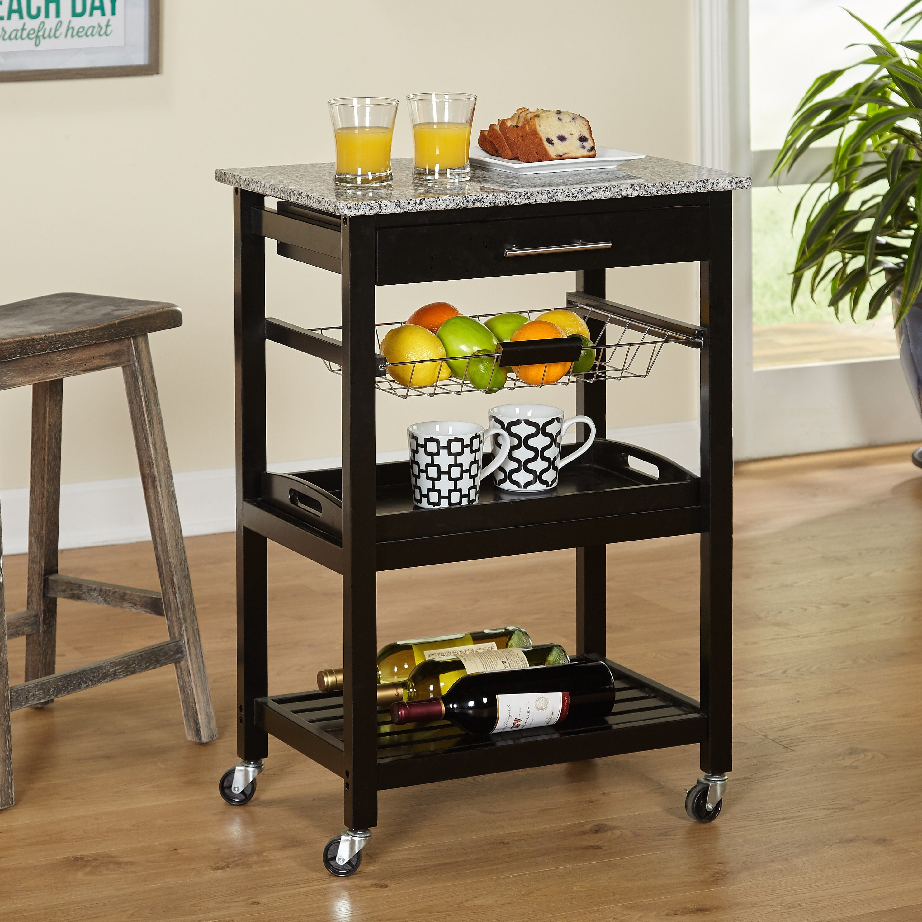 Dakota Kitchen Cart, Black - Walmart.com