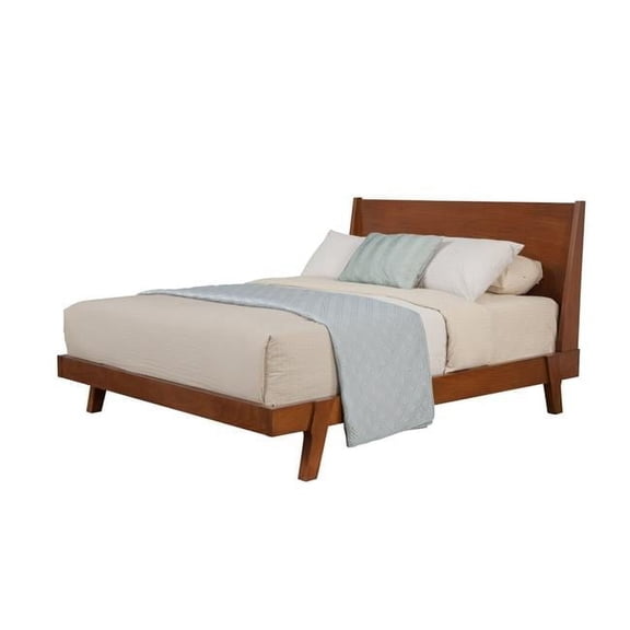 Dakota Queen Size Platform Bed, Acorn - 43 x 66 x 85 in.