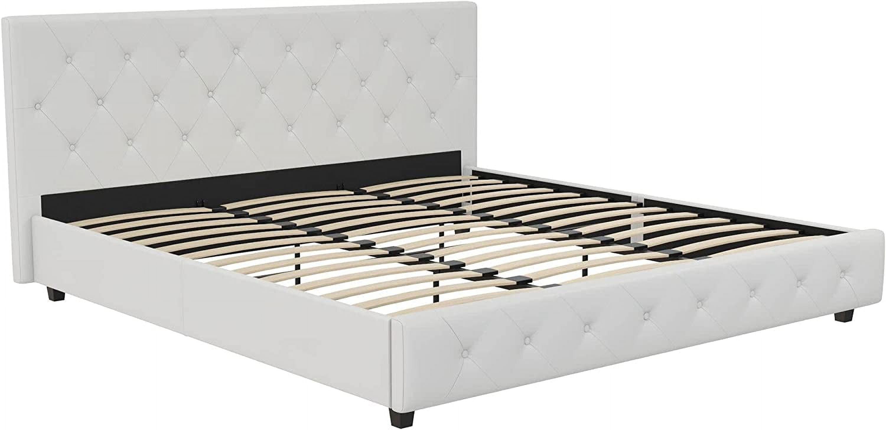 Dakota Upholstered Platform Bed with Diamond Button Tufted Headboard
