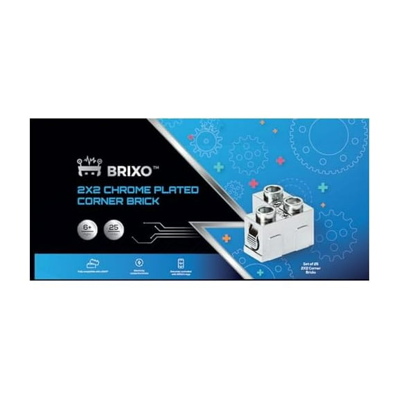 Dakott Brixo Chrome Plated 2x2 Corner Bricks Pack-Set of 25 pcs 2x2 Electricity conducting Corner Brick