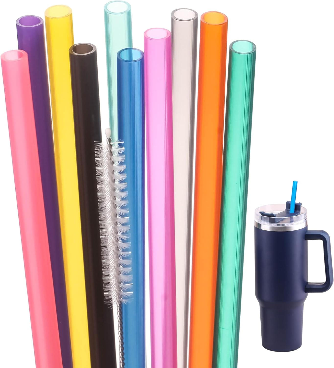 Dakoufish 13 Inch 10 Color Replacement Reusable Drinking Straw for 64 ...