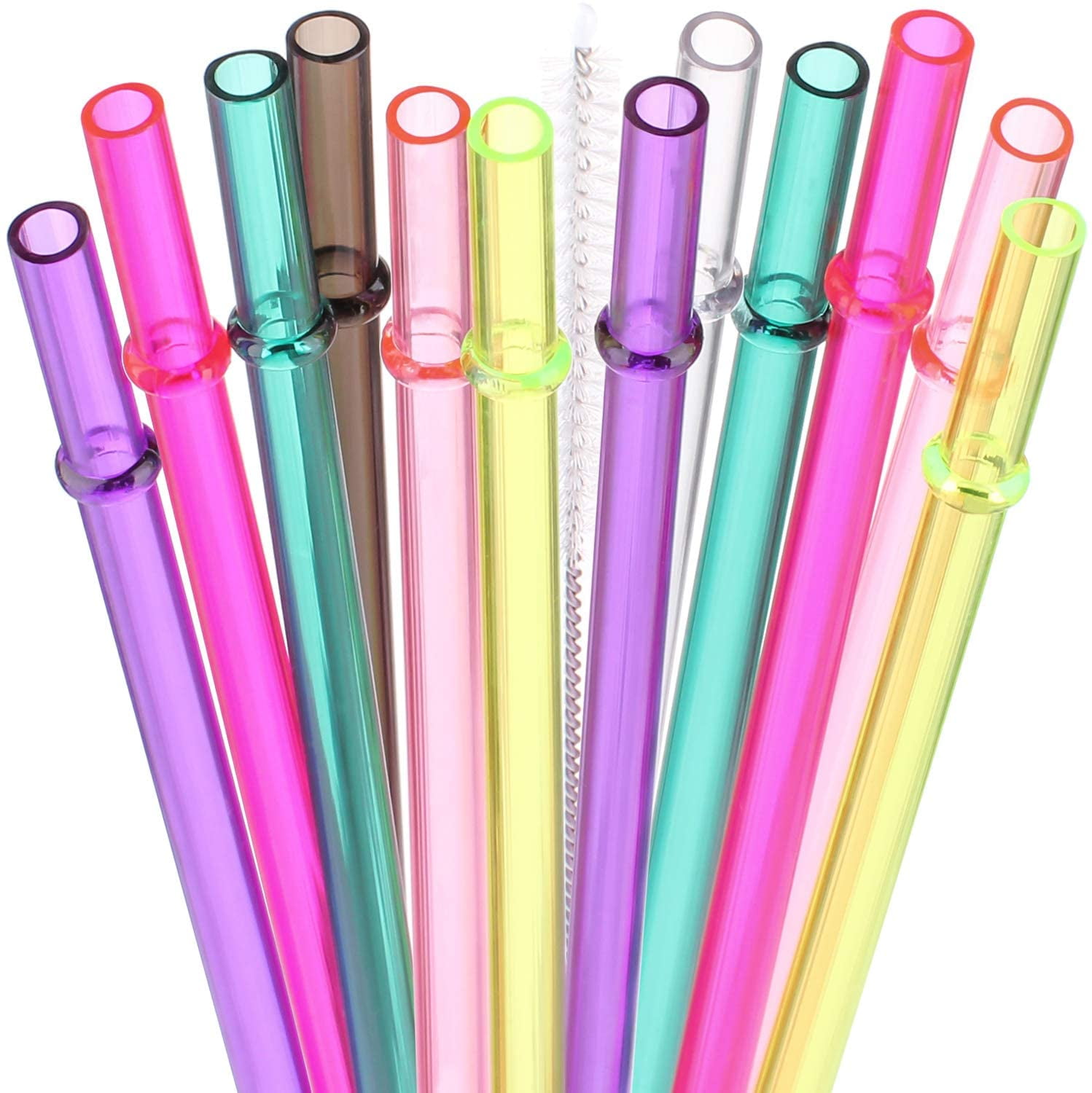 12 Piece 13 Inch Reusable Plastic Thick Drinking Straws BPA Free