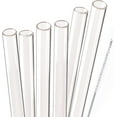 thumbnail image 1 of Dakoufish Reusable Smoothie Straws 10 inch Long Wide Mouth Plastic Straight Drinking Straws for Milkshakes, Set of 6 with Cleaning Brush (10inch, Clear), 1 of 5