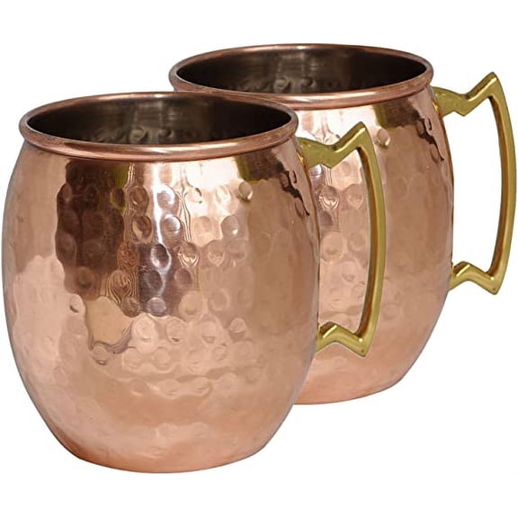DakshCraft for Christmas - Copper Hammered Mug,Set of 2 - (Capacity - 16.90 oz per mug)