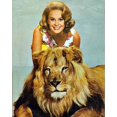 thumbnail image 1 of Daktari TV series smiling Cheryl Miller poses with Clarence the lion 8x10 photo, 1 of 1