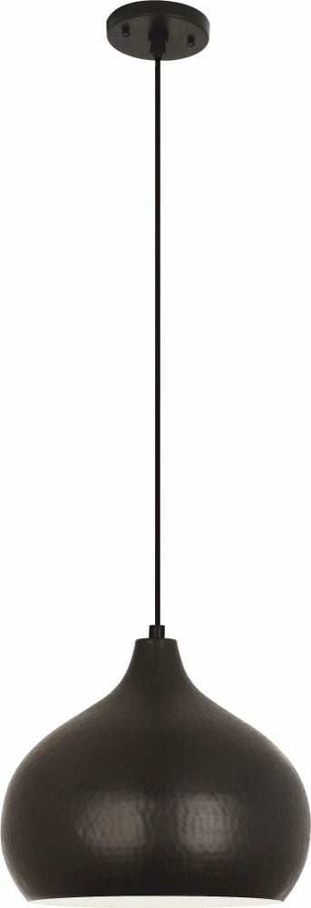 Dal 14" Deep Patina Bronze Hammered Metal Pendant Light