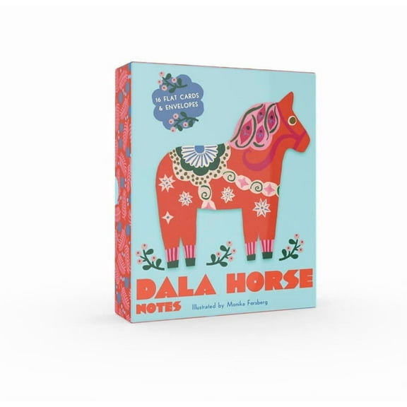 Dala Horse Notes : 16 Flat Cards and 16 Envelopes (Cards)