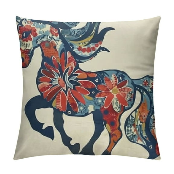 Dala Horse Rosemaling Traditional r Throw Pillow