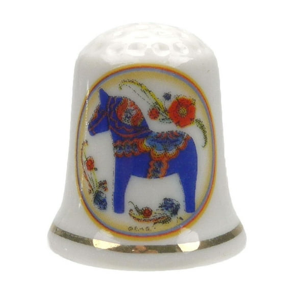 Dala Horse Thimble Blue Souvenir