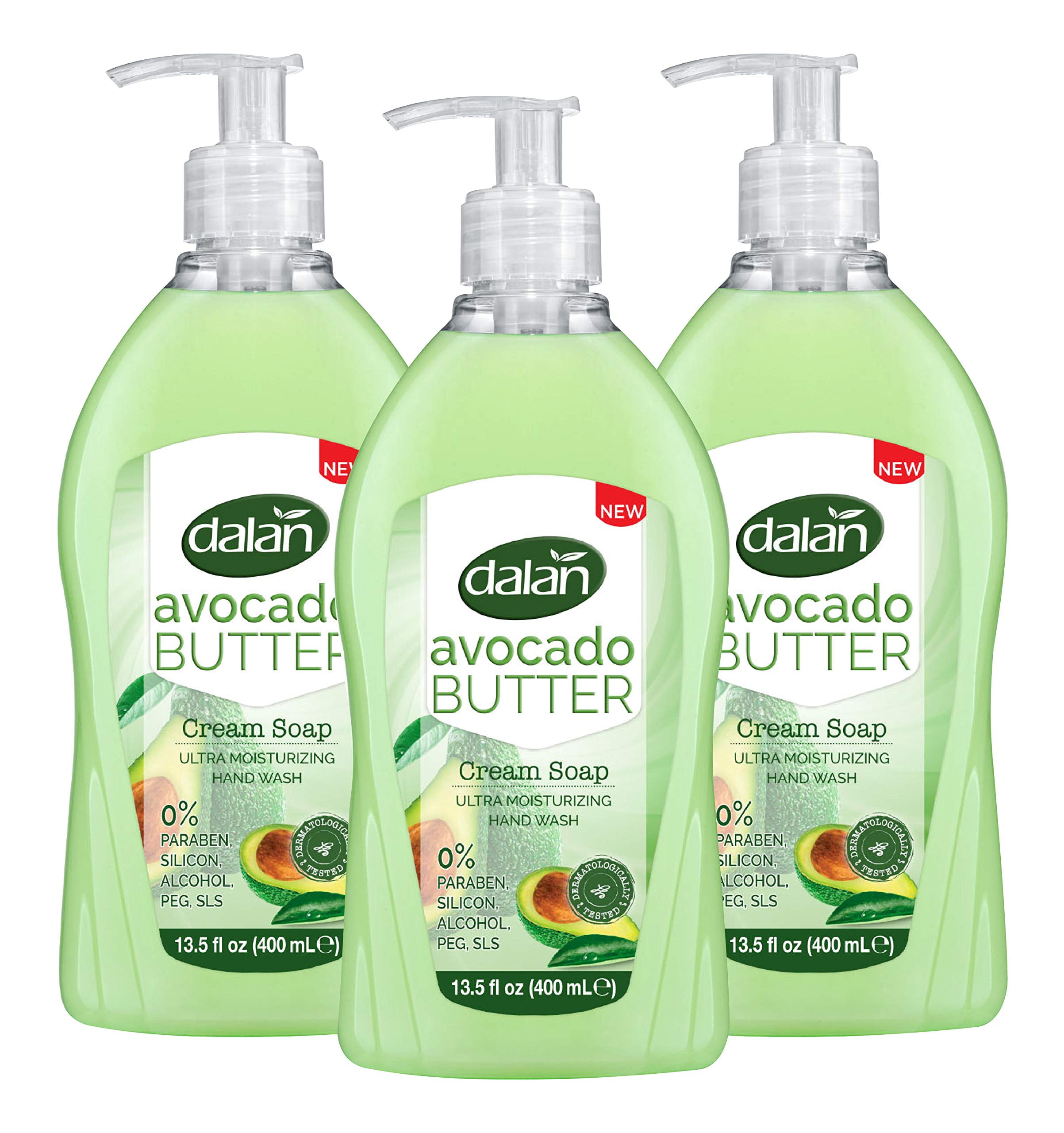 Dalan Avocado Butter Cream Ultra Moisturizing Liquid Hand Soap For Dry And Fresh Hands Feeling Clean And Soft (13.5 Fl Oz / 400 Ml (Pack Of 3)).