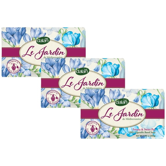 Dalan Le Jardin Pure Vegetable Soap Freesia & Sweet Pea 200g (Pack of 3)