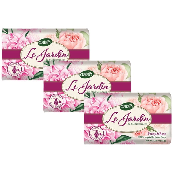 Dalan Le Jardin Pure Vegetable Soap Peony & Rose 200g (Pack of 3)