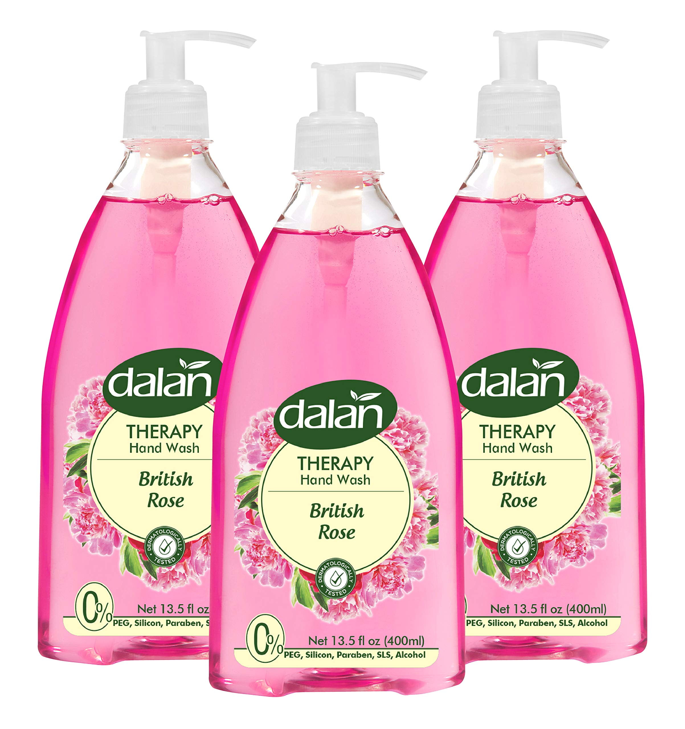 Dalan Therapy British Rose Ultra Moisturizing Liquid Hand Soap For Normal And Dry Hands Fresh Clean And Soft Feeling (13.5 Fl Oz / 400 Ml (Pack Of 3)).