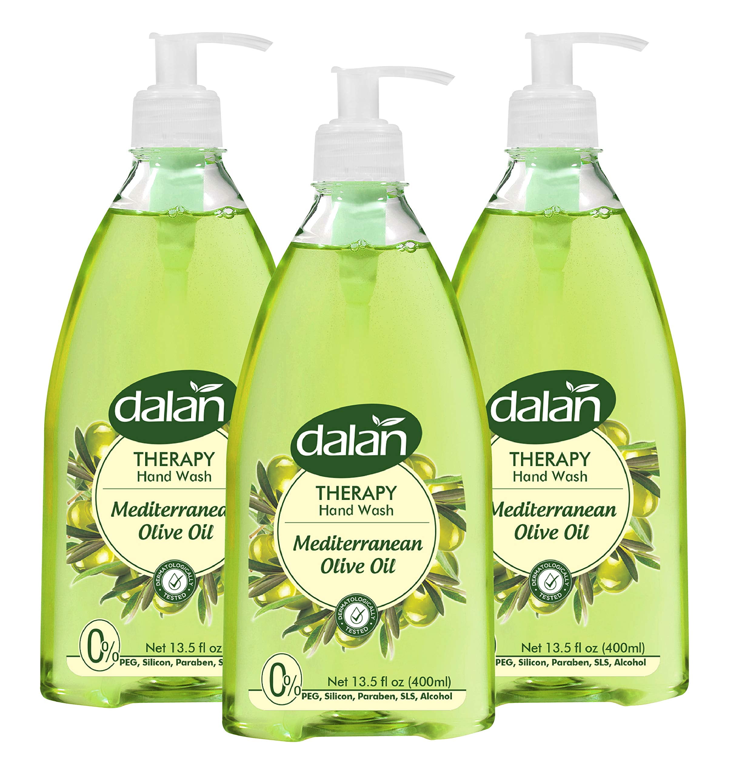 Dalan Therapy Mediterranean Olive Oil Ultra Moisturizing Liquid Hand Soap For Normal And Dry Hands Fresh Clean And Soft Feeling (13.5 Fl Oz / 400 Ml (Pack Of 3)).