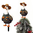 thumbnail image 1 of Dalang 11.8in Fall Goose Yard Stake - White Goose with Pumpkin Garden Ornament for Halloween Thanksgiving, 1 of 6