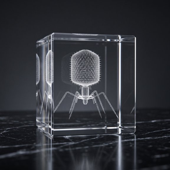 Dalang 6cm Engraved Crystal 12-Sided Microbe Model Paperweight, 3D Laser Carved Science Decor for Desk Display Classroom Gift