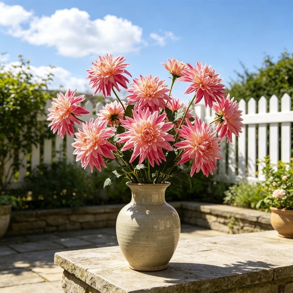 Dalang Artificial Spider Mum Fireworks Bouquet Hot Pink 8 Inch Realistic Fake Chrysanthemum for Wedding Home Vase Centerpiece