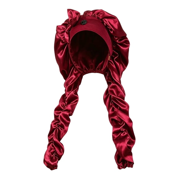 Dalang Burgundy Satin Bonnet for Long Hair Extra Large Sleep Cap with Adjustable Strap, Hair Protection for Curly Hair Braids Dreadlocks