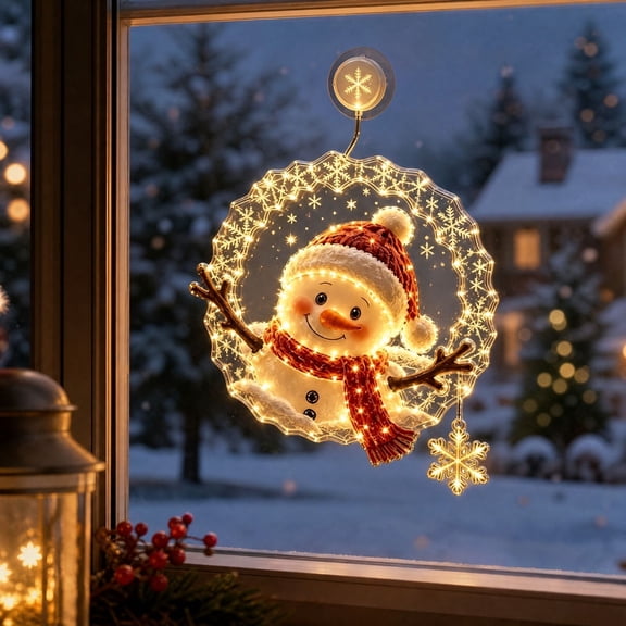 Dalang Christmas Hanging Window Lamp, Suction Cup Holiday Decorative Light for Window Wall Ceiling Home Office Party Seasonal Decor, 1PC