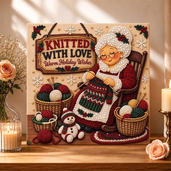 Dalang Christmas Round Bead Art Kit, DIY Round Bead Canvas Artwork with ...