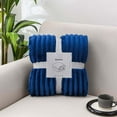 thumbnail image 1 of Dalang Fleece Blanket for Couch Sofa Bed,Super Soft Cozy Plush Microfiber Flannel Blanket with Stripes Design Lightweight for Adults,Woman,Girls,70*100CM(Blue), 1 of 10