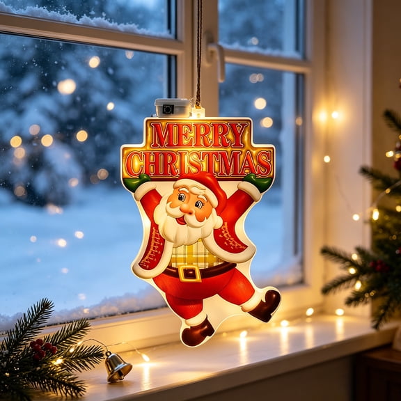 Dalang Glowing Santa Claus LED Christmas Ornament – Style B, Light-Up Hanging Decor for Tree Window Holiday Display