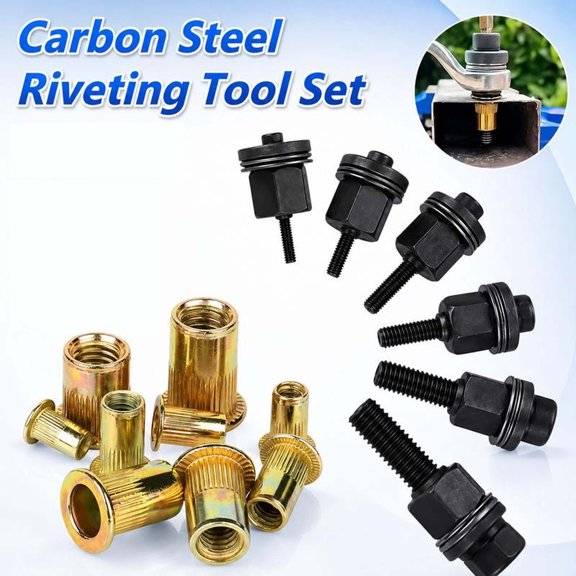 Dalang Hand Nut Tool Kit, Carbon Steel Nutsert Tool Set, Versatile Rivet Nut Tool for Furniture Automotive Industrial Construction - Style A