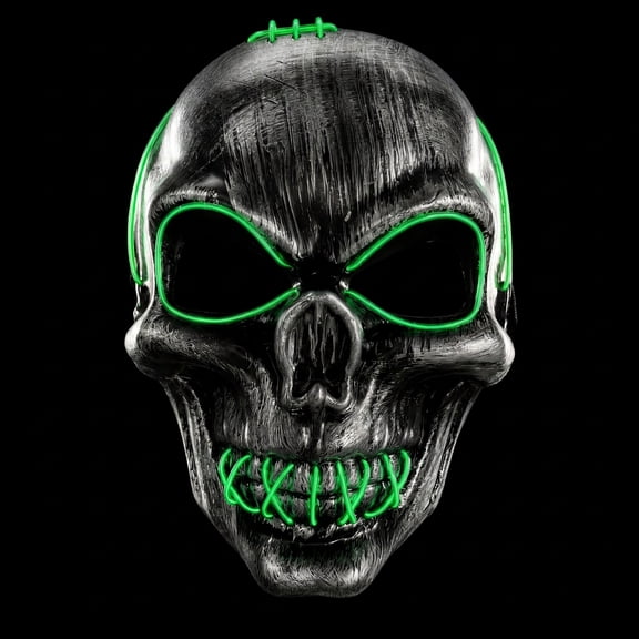 Dalang Light-Up LED Halloween Skull Mask with Glowing Face for Parties Horror Scene Costume Festive Gatherings
