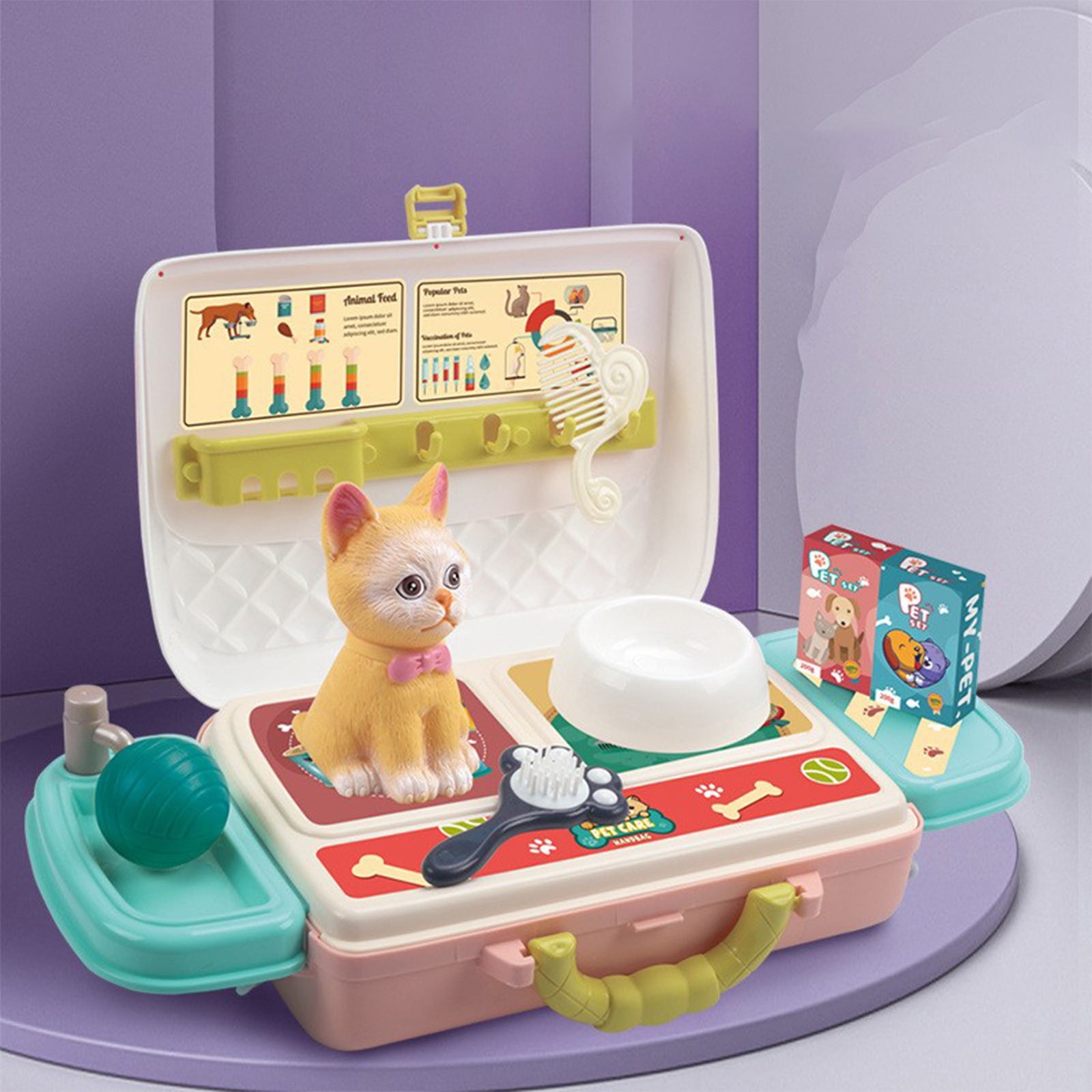Dalang Pet Care Vet Kit Kid, Puppy Pretend Play Toy Girl, Toy Dog Bath Grooming Set, Gift 3 4 5 6 Year Old Toddlers Childrens Veterinarian Playset