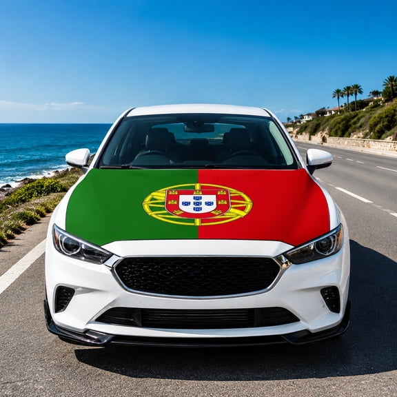 Dalang Portugal Flag Car Hood Cover Elastic Bonnet Protector Sun Protection Auto Hood Cover for Cars SUVs