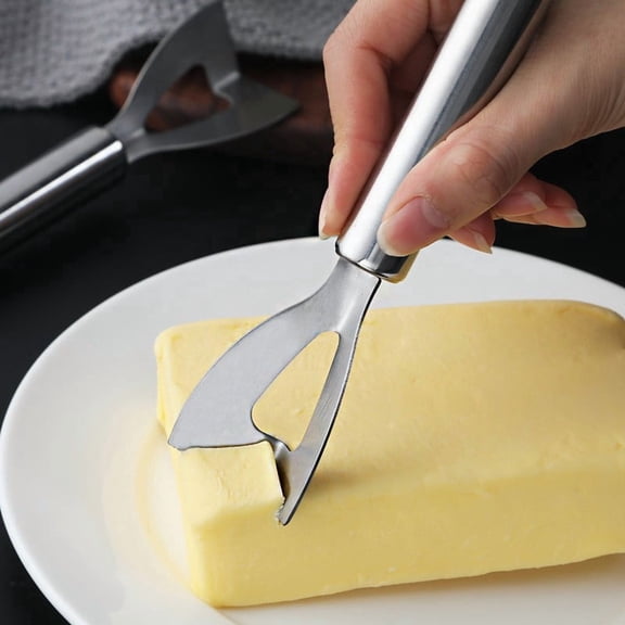 Dalang Stainless Steel Cheese Cutter Butter Knife with Angled Blade Spreaders for Hard Soft Cheese Kitchen Gadget with Hanging Hole