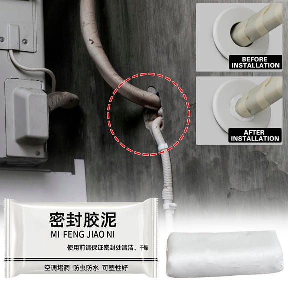 Dalang White Sealant Putty, Flexible Wall Hole Filler and Pipe Sealing Clay for Cracks, Ducts and Air Conditioner Openings, 20g Each, 2 Pack