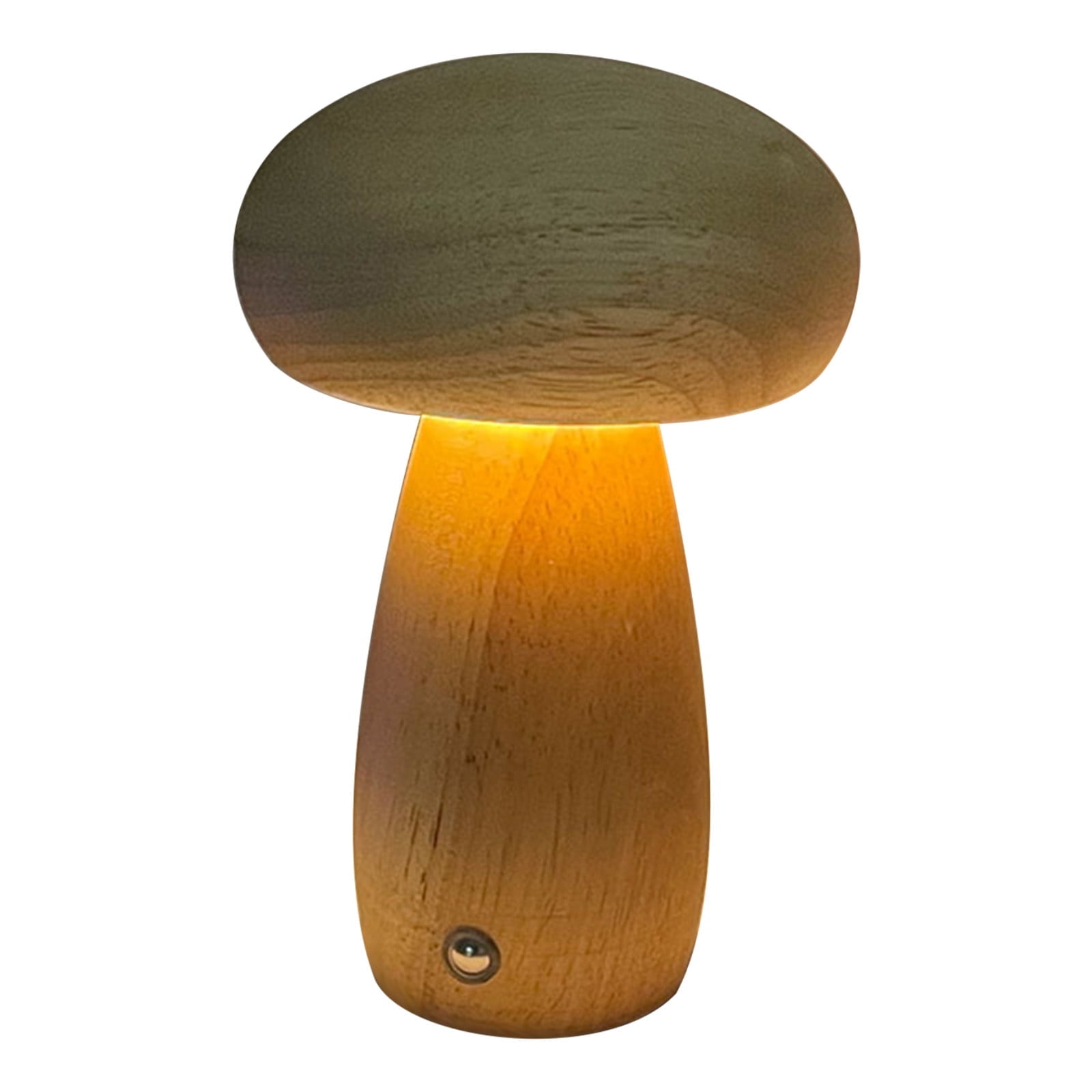LONRISWAY 2 Pack Wooden Mushroom Lamp - Cordless Rechargeable Night Light, Touch Dimming, Beech Wood