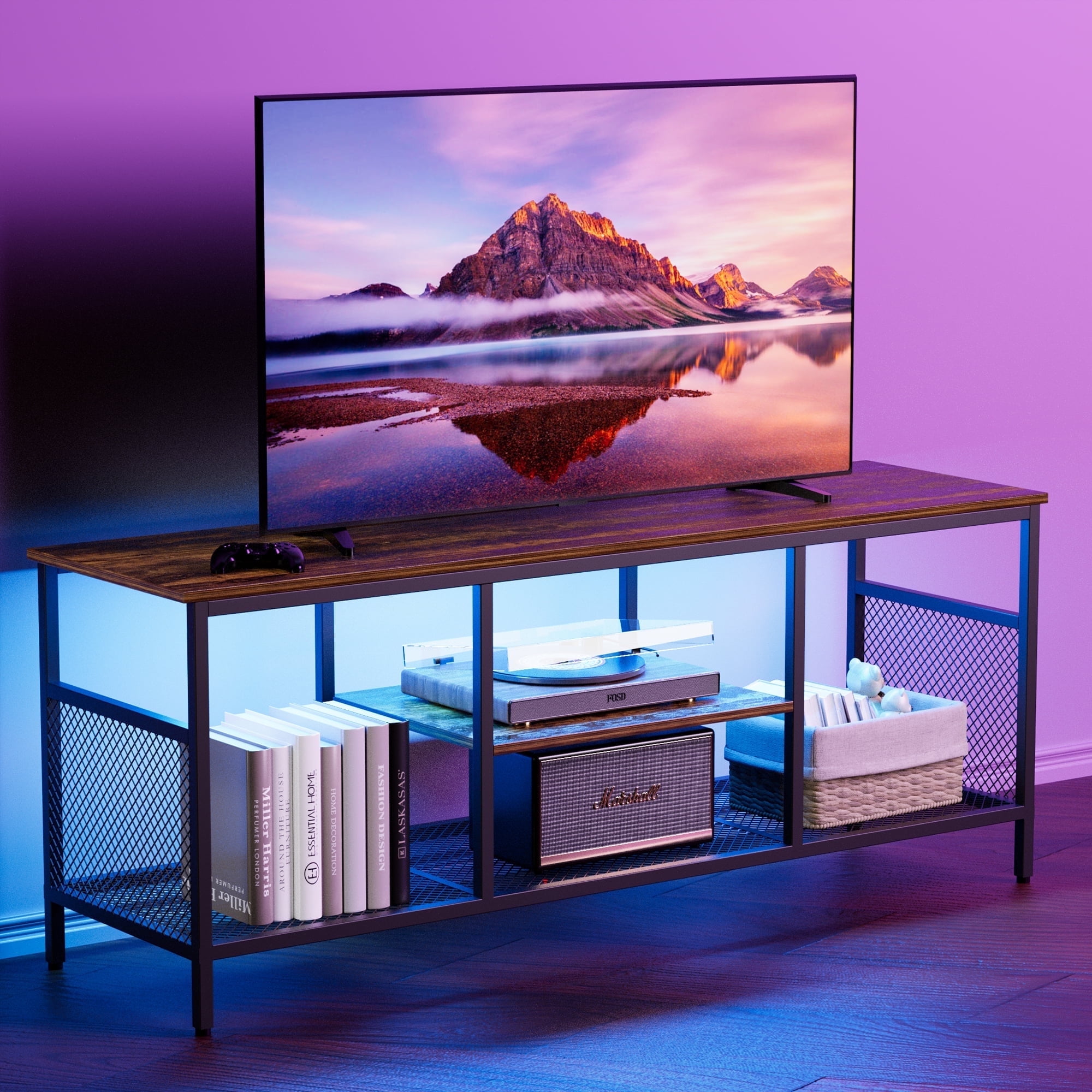 Dalattin 55 inch TV Stand for Living Room, Entertainment Center Console for 60 65" TV, Brown