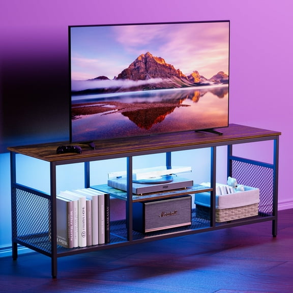 Dalattin 55 inch TV Stand for Living Room, Entertainment Center Console for 60 65" TV, Brown