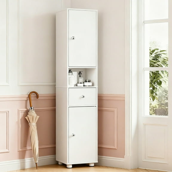 Dalattin 67"H Tall Bathroom Cabinet, Narrow Storage Cabinet Freestanding with 2 Doors & Shelves