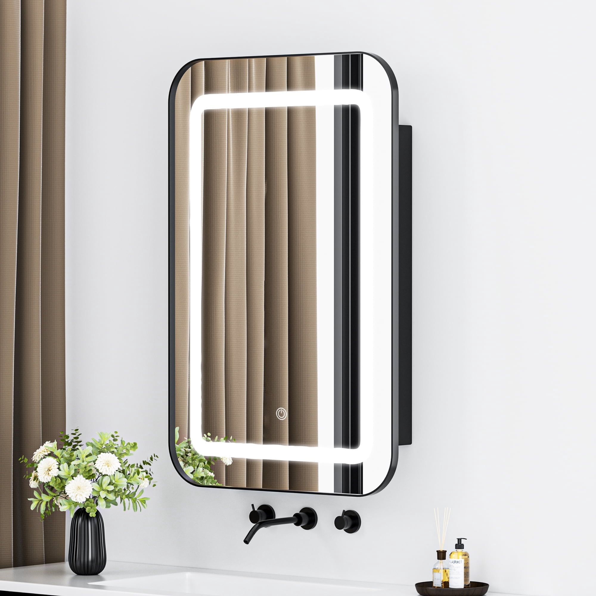 Dalattin Steel Bathroom Medicine Cabinet with Mirror & LED Light,Recessed or Wall Mounted Storage Organizer,16x24"
