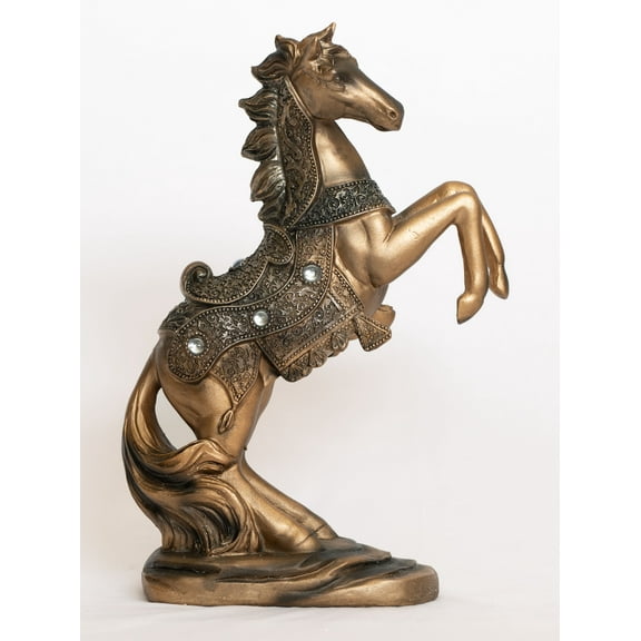 Dalax- 10.5 Inch Stallion Horse Standing Statue, Desktop Decor Resin Horse Statue, Animal Sculpture Ornament Collectible Furnishing for Home Decor Living Room Decor Accent