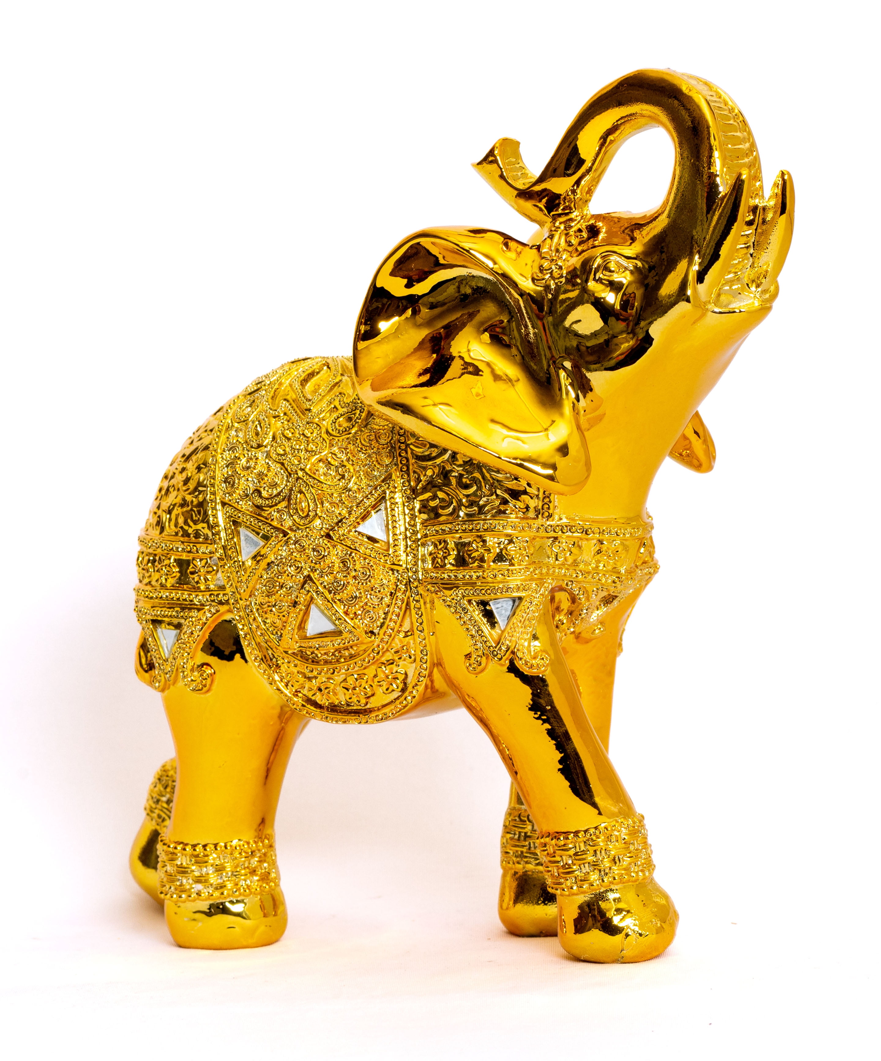 Dalax- 10” (H) Gold Color Elegant Decorative Elephant Statue Trunk ...