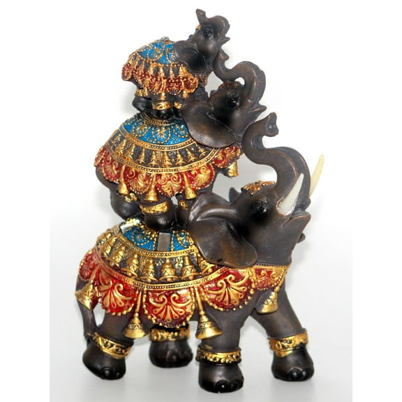Dalax- 7"(H) Baby Elephants Riding on Mama Elephant Cute Elephant Statue Home Dcor Elephant Gifts for Women Elephant Dcor Figurines Office Home Decorations Trunk Up Gift Set.